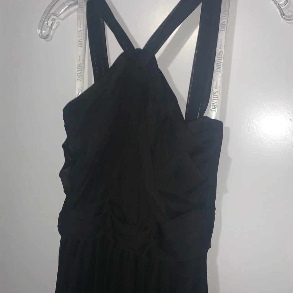 David’s Bridal Black Long Bridesmaid Dress Flowy Women’s Size 0 Like New - Picture 2 of 7